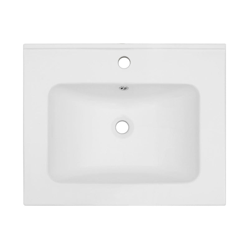 Rectangular Single Vanity Top With 1 Faucet Hole And Overflow Ceramic by HouseOfZazla