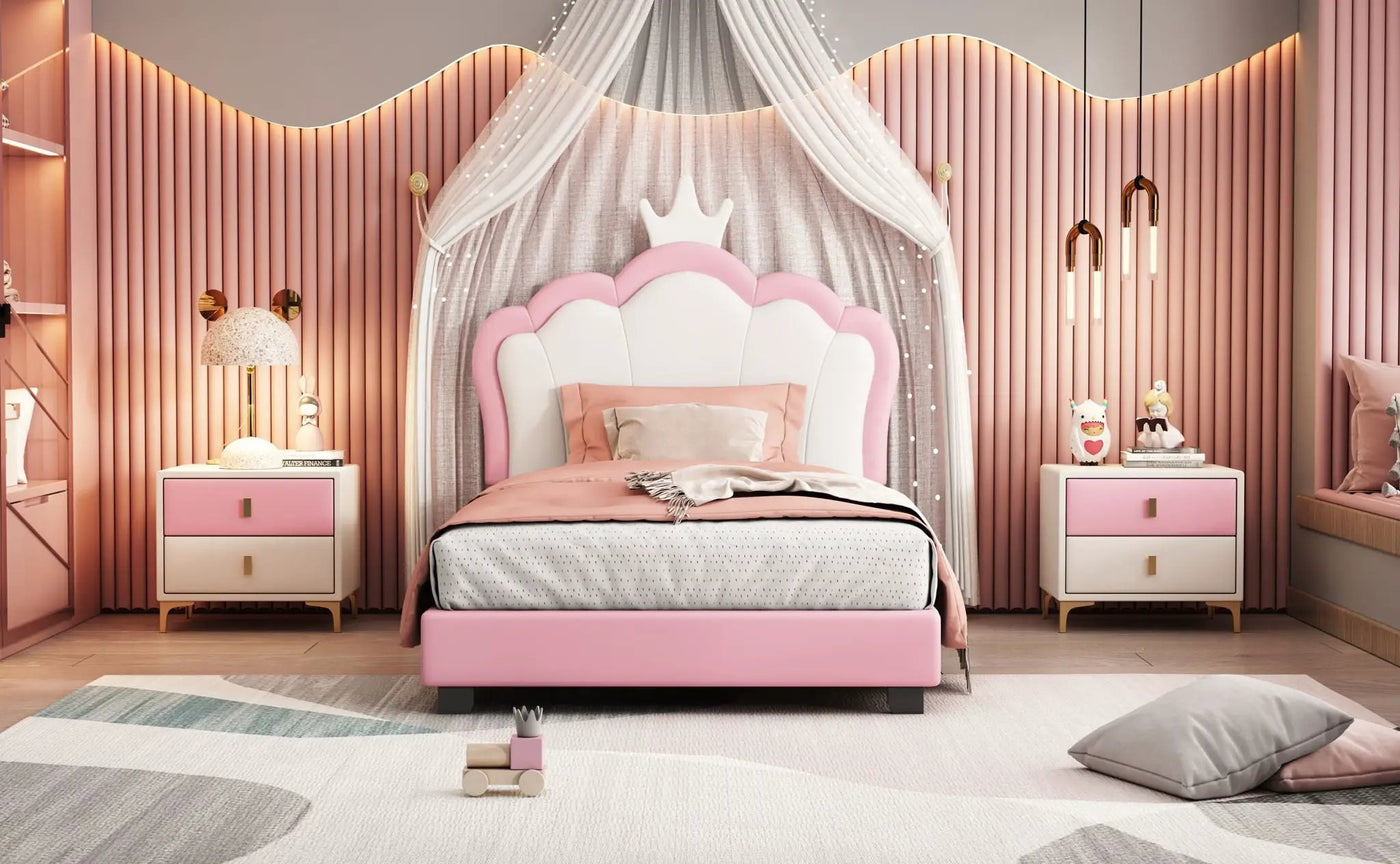 Upholstered Princess Platform Bed With Crown Headboard by HouseOfZazla