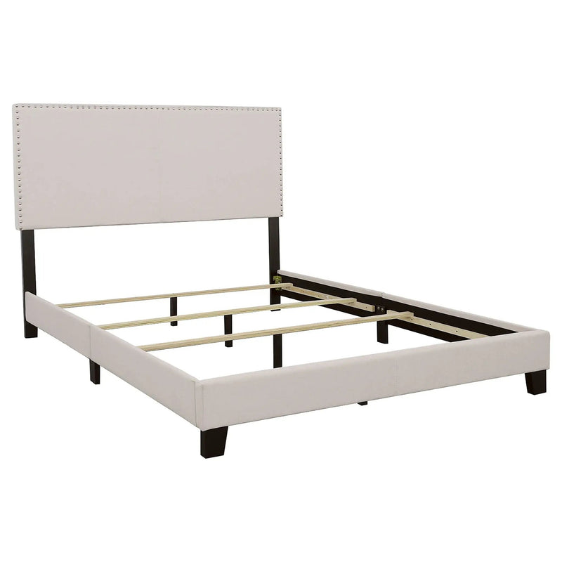 Boyd Upholstered Eastern King Panel Bed Ivory by Unique Piece Furniture