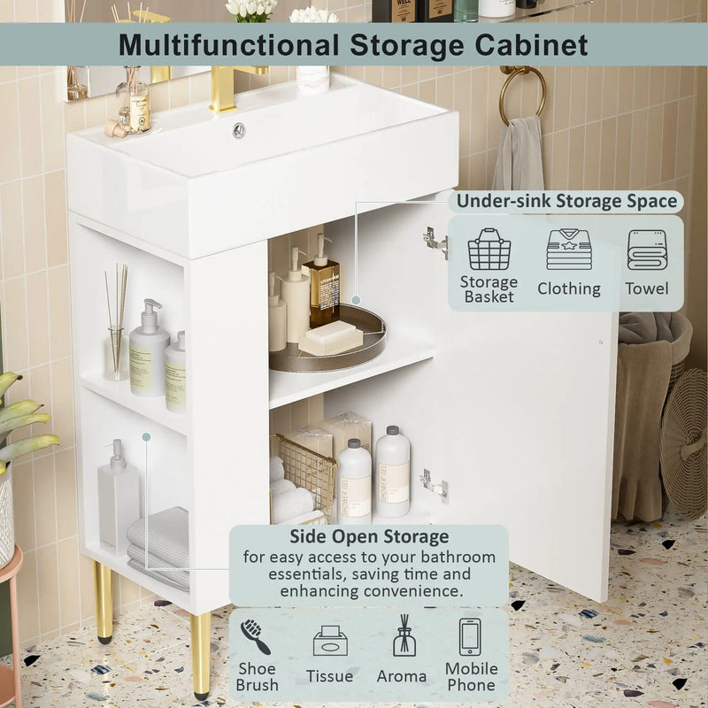 Bathroom Vanity, Combo Cabinet, Bathroom Storage Cabinet, Single Ceramic Sink by HouseOfZazla