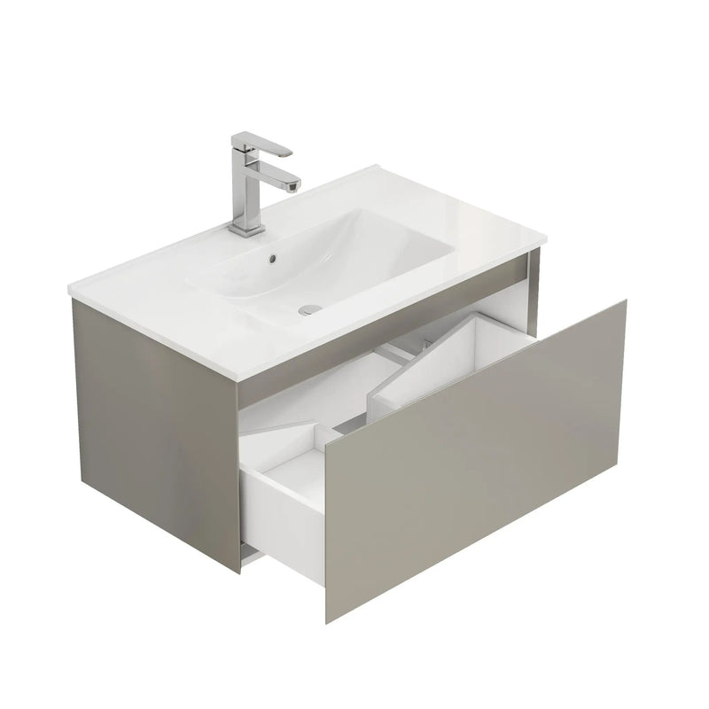 32-Inch Wall-Mounted Bathroom Vanity with Soft-Close Drawer by HouseOfZazla
