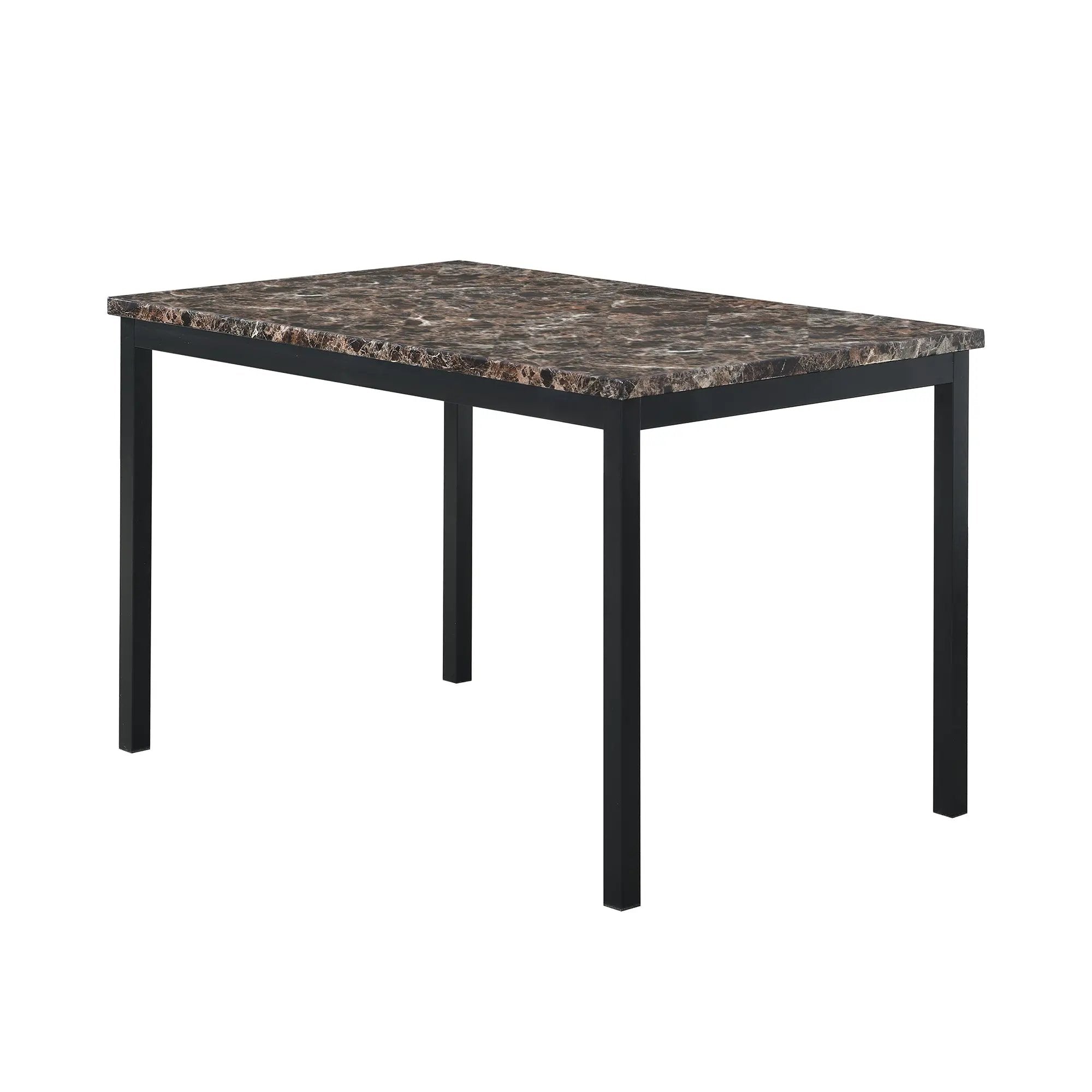 Furniture 5 Piece Metal Dinette Set with Faux Marble Top - Black by HouseOfZazla