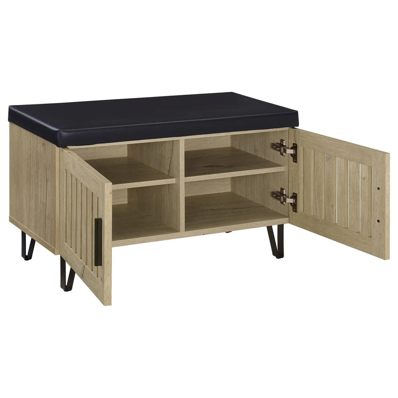 Brixton 2-door Padded Entryway Shoe Storage Bench White Oak by Unique Piece Furniture