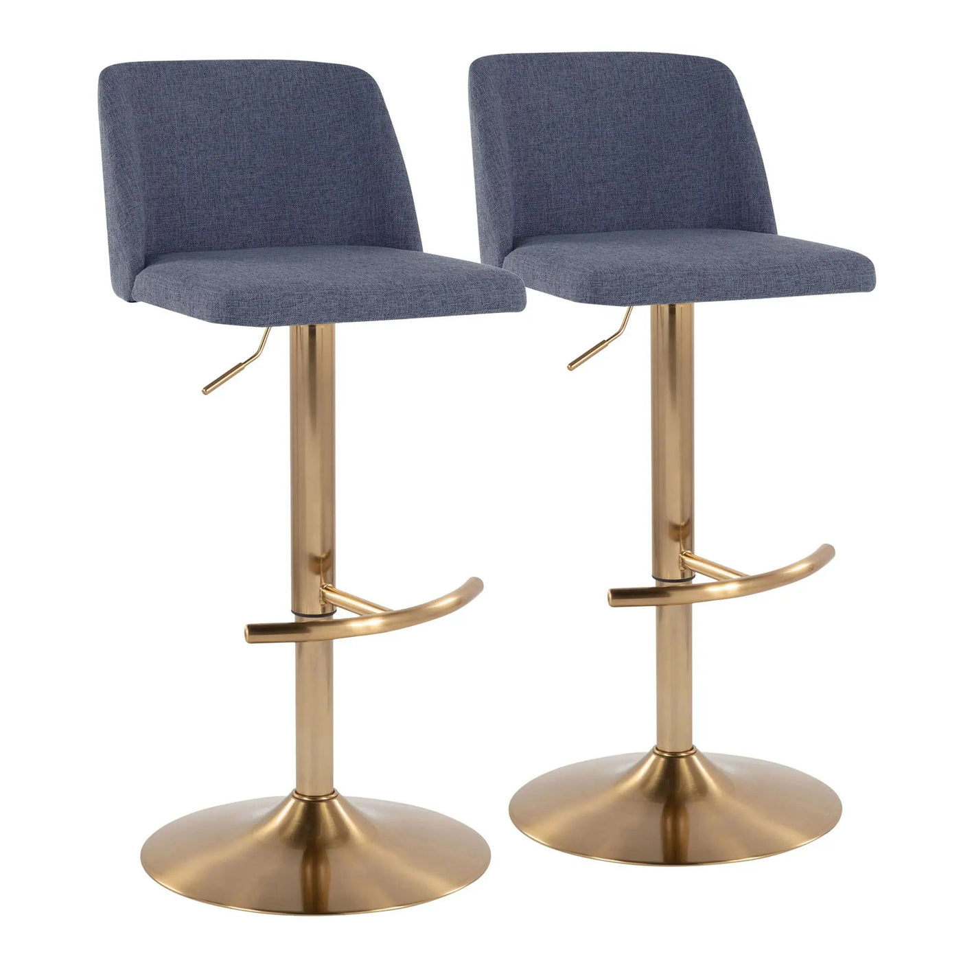 Toriano - Contemporary Adjustable Barstool With Swivel With Rounded T Footrest (Set of 2) by HouseOfZazla