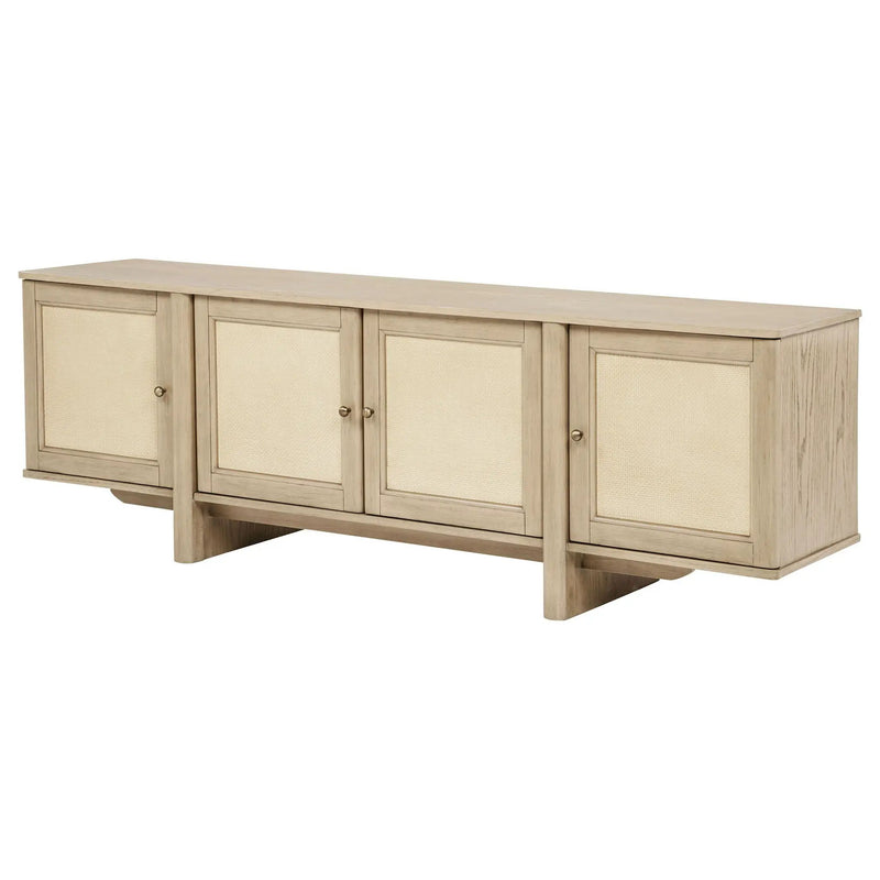 Kailani 79-inch 4-door Cane TV Stand Media Console Beige Oak by Unique Piece Furniture