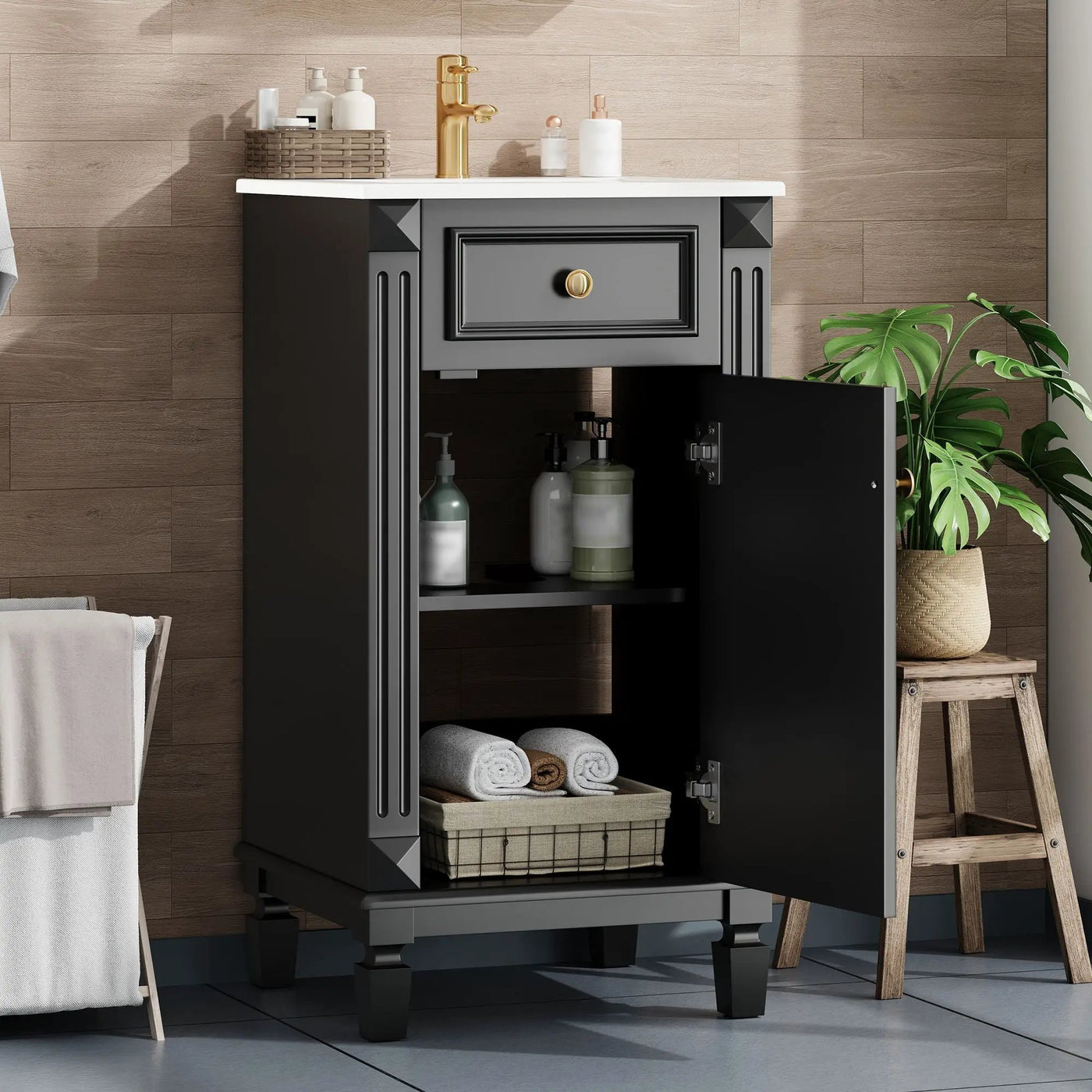Bathroom Vanity With Sink, Soft-Closing Door, Adjustable Shelf by Unique Piece Furniture