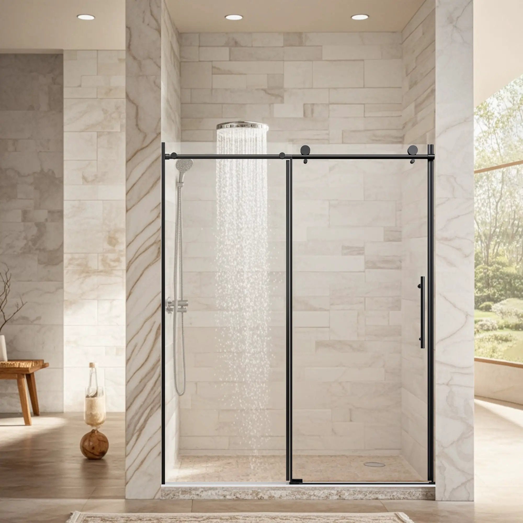 56-60" W x 76" H Stainless Steel Frameless Sliding Shower Door by HouseOfZazla