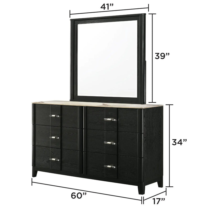 Opel - 6 Drawer Dresser - Black by HouseOfZazla