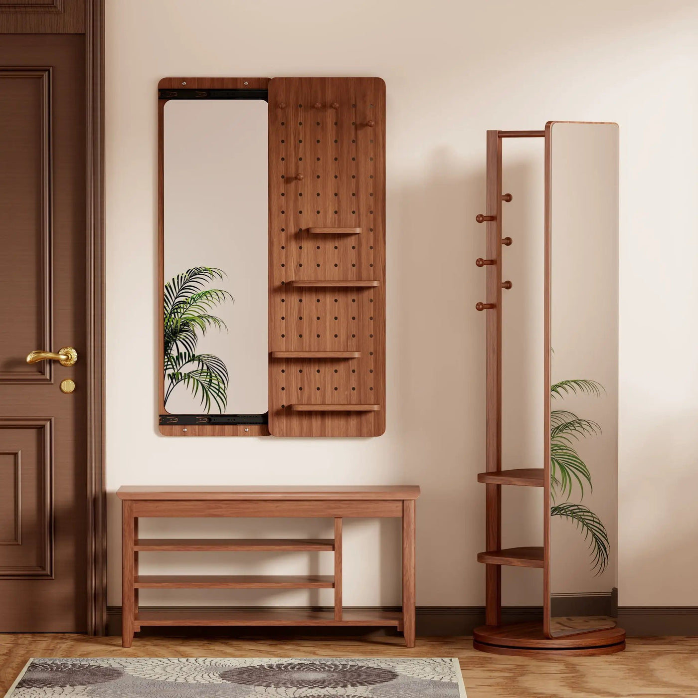 Wall Mounted Full Length Mirror With Shelf And Hook by HouseOfZazla