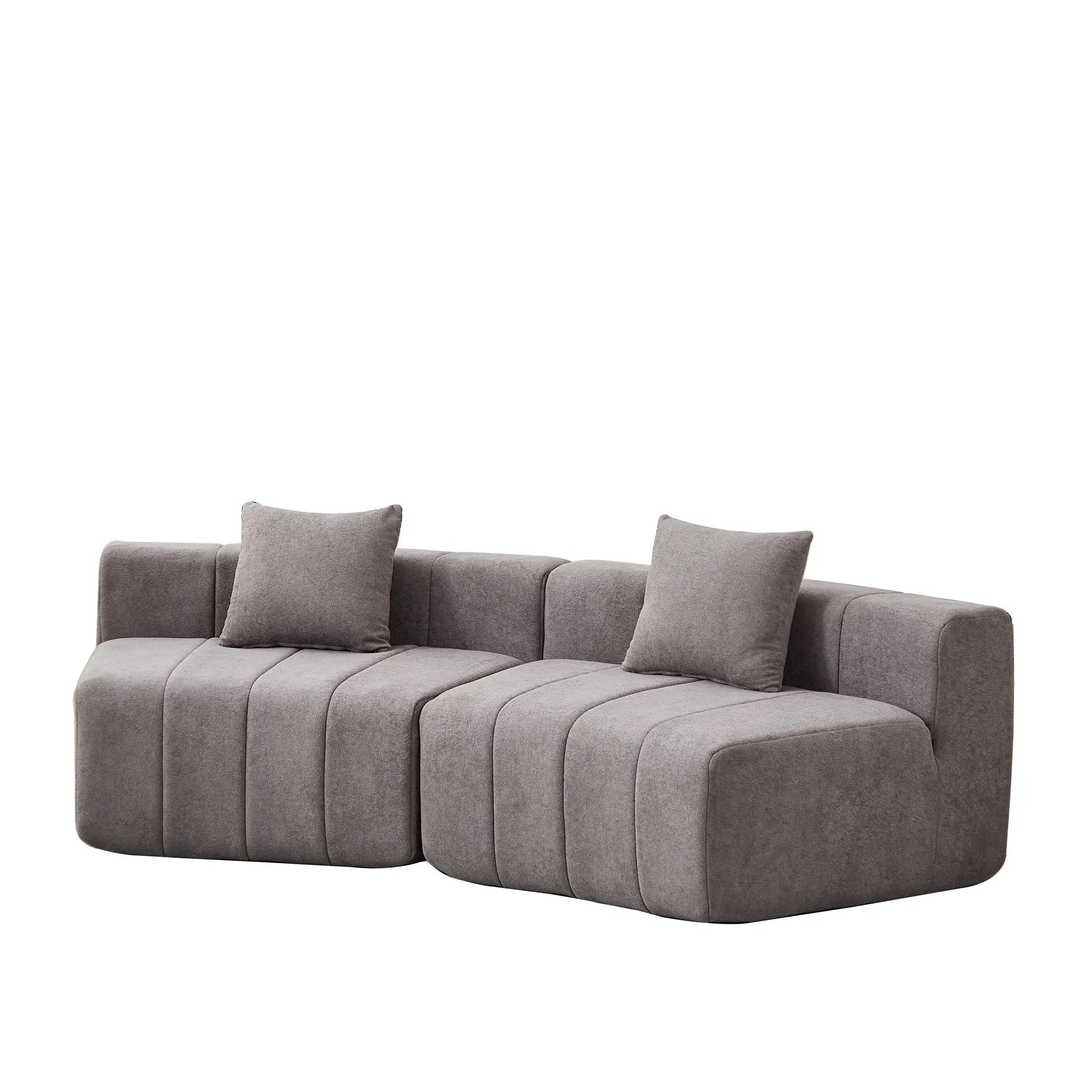 Curved Sectional Sofa With 2 Pillows For Living Room - Gray by HouseOfZazla