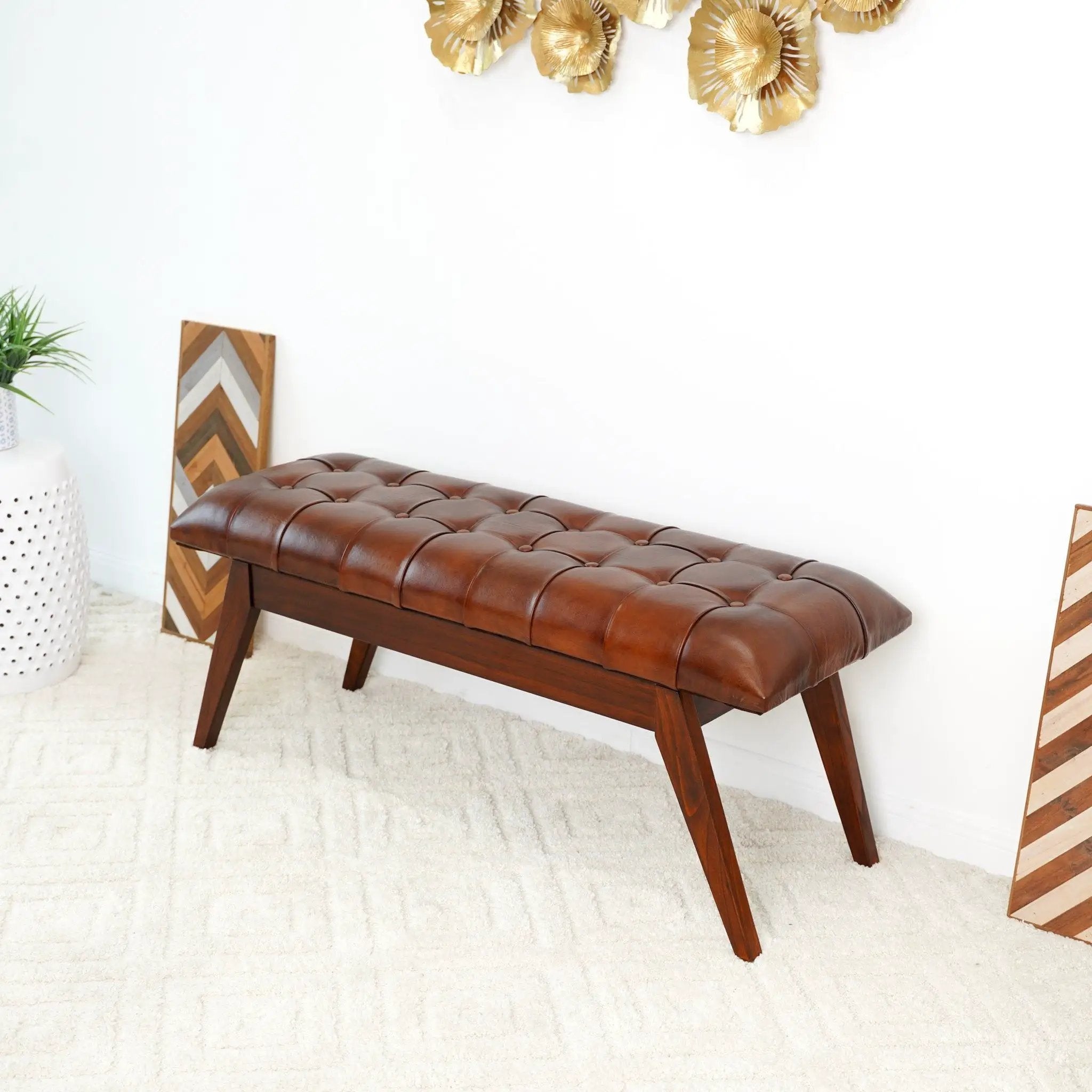 Maja - Bench - Cognac / Dark Brown by HouseOfZazla