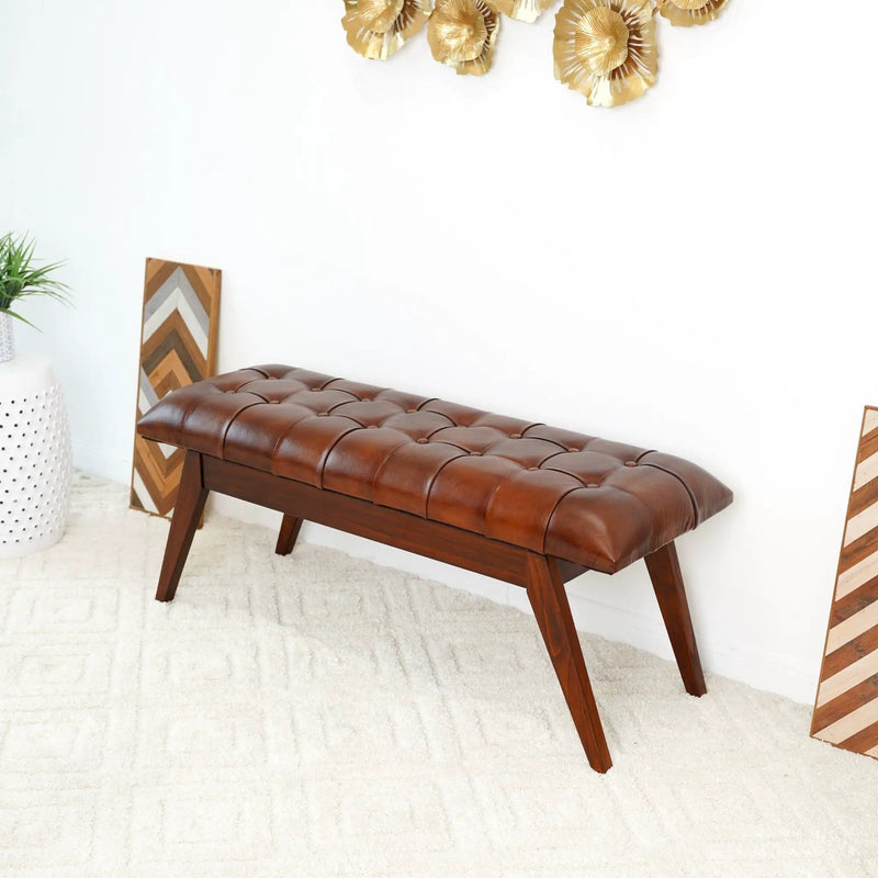 Maja - Bench - Cognac / Dark Brown by HouseOfZazla