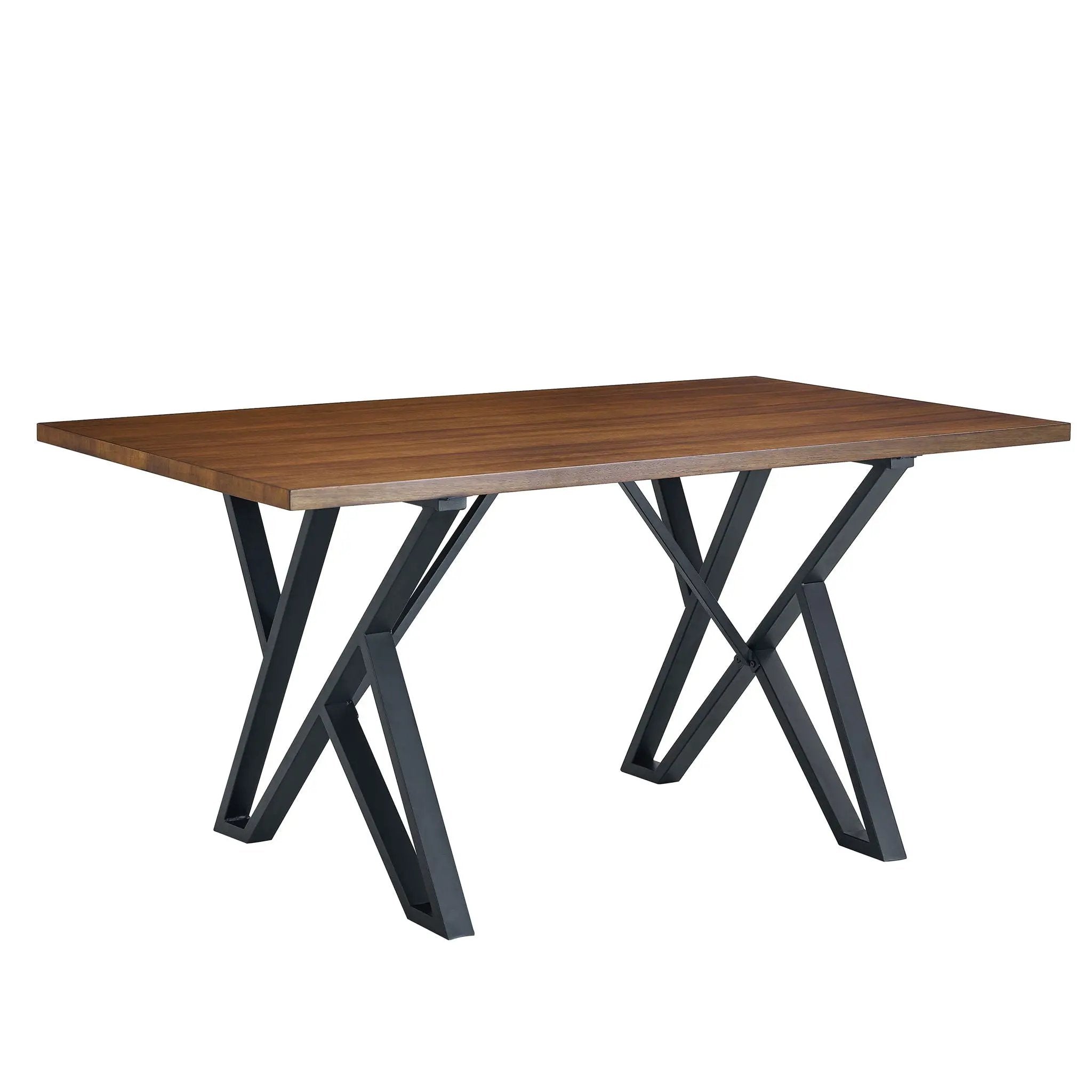 Industrial Style Indoor Dining Table With Metal Legs - Walnut / Black by HouseOfZazla