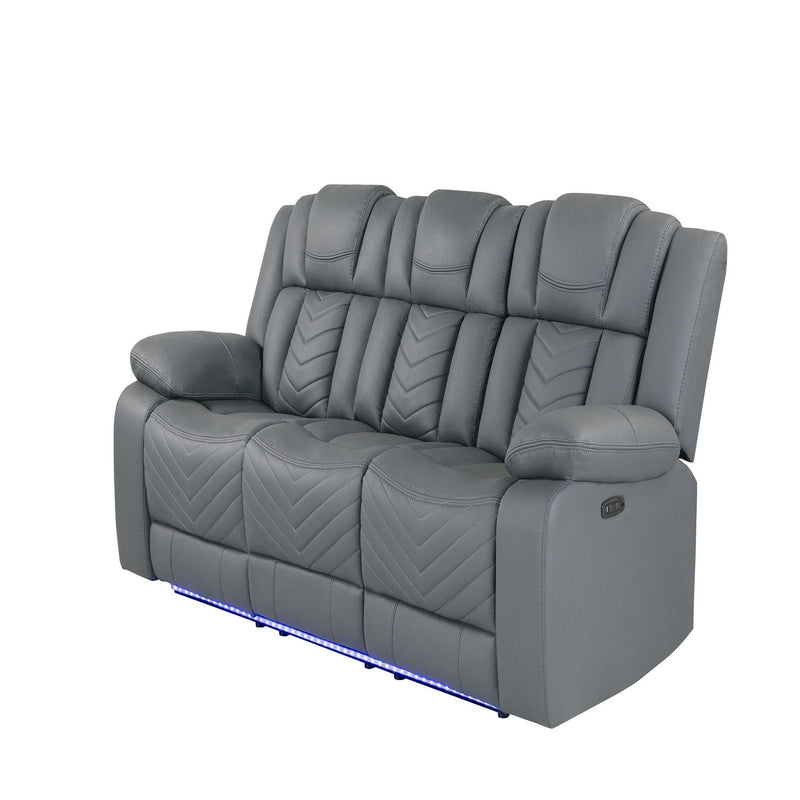 Raize - 10 Power Reclining Sofa With DDT, WC And LED - Gray by HouseOfZazla