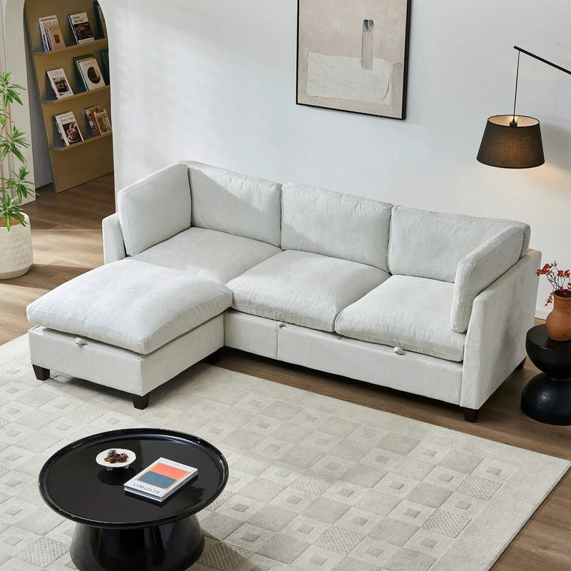 96.5" Sectional Couch for Living Room, Upholstered Soft Chenille Fabric Sofa by HouseOfZazla