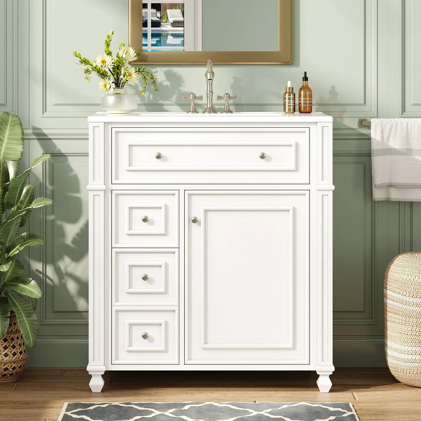 Bathroom Vanity Cabinet With Sink, Soft Close Doors With Door Organizer by HouseOfZazla