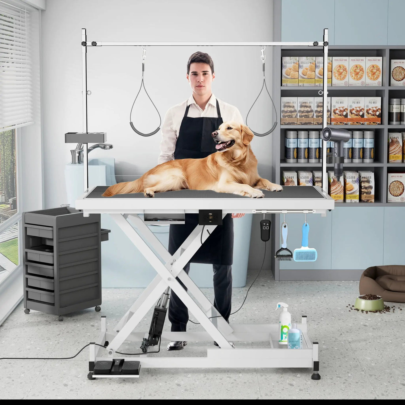 Super Deluxe Electric Pet Grooming Table, Height Adjustable by HouseOfZazla
