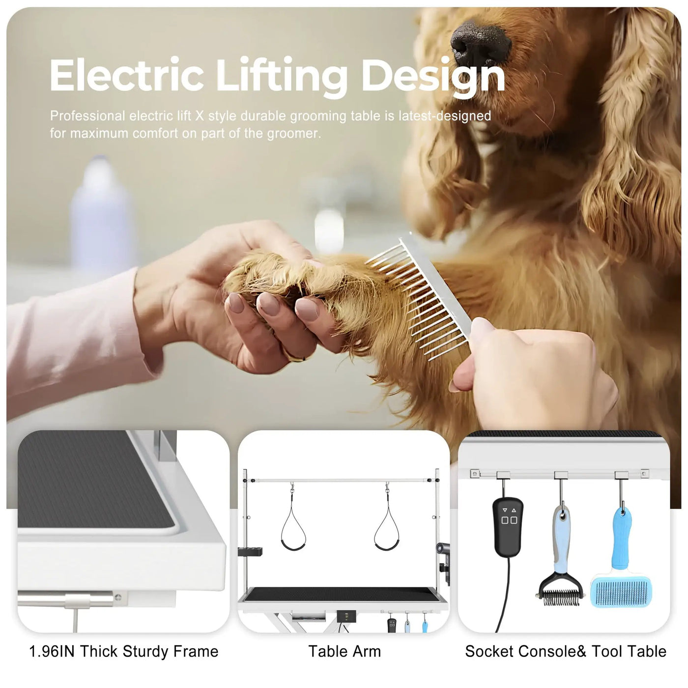 Super Deluxe Electric Pet Grooming Table, Height Adjustable by HouseOfZazla