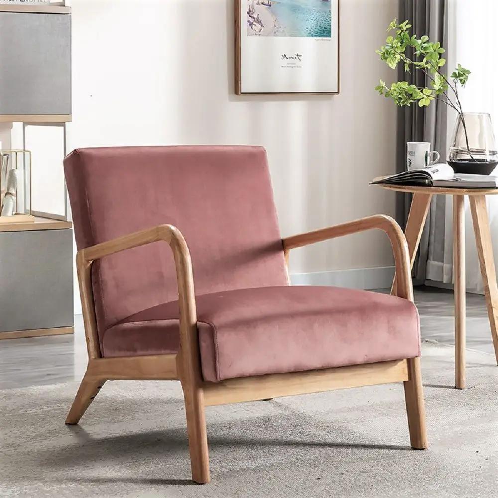 Classic Mid-Century Modern Accent Chairs, Open Framed Armchair With Cushioning by HouseOfZazla
