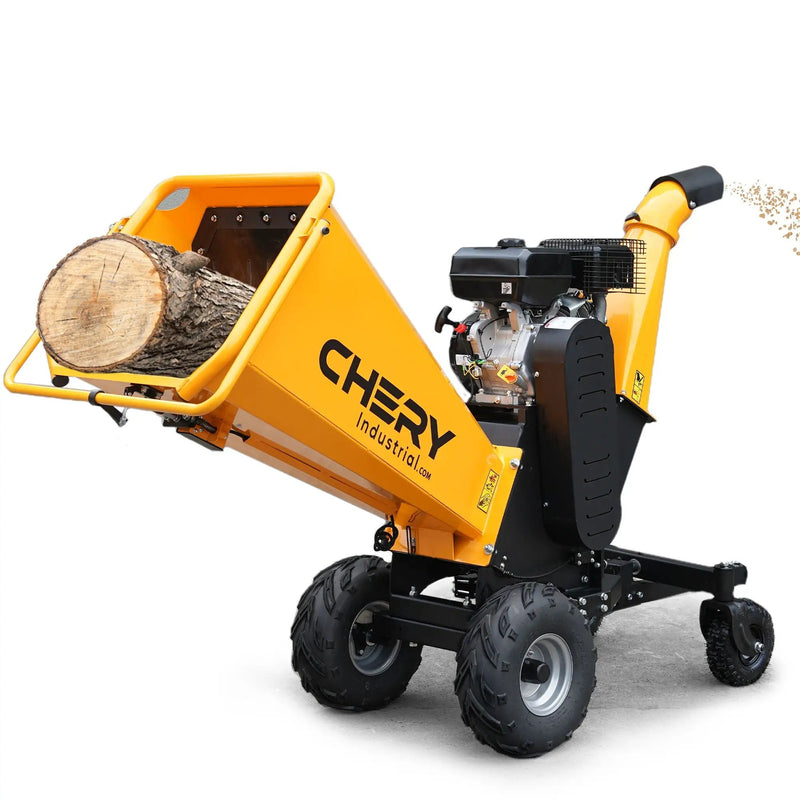 6'' 420Cc 15Hp Pull Start Gas Powered 4 - Wheels Chipper Shredder Mulcher With Towbar / Stop Bar - Yellow by HouseOfZazla
