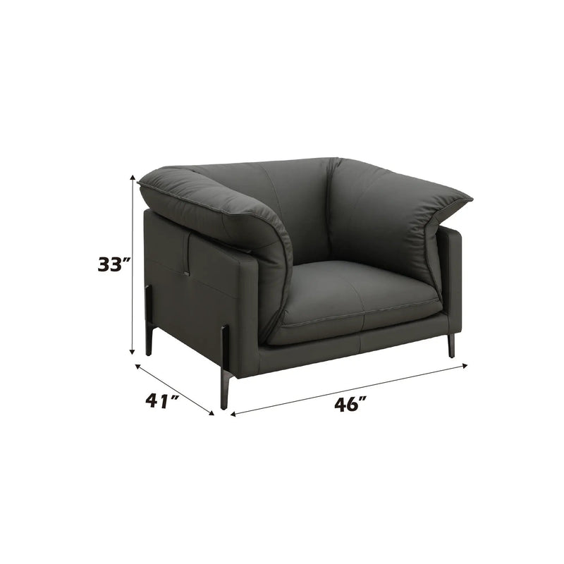 Tadi - Top Grain Leather Chair - Black by HouseOfZazla