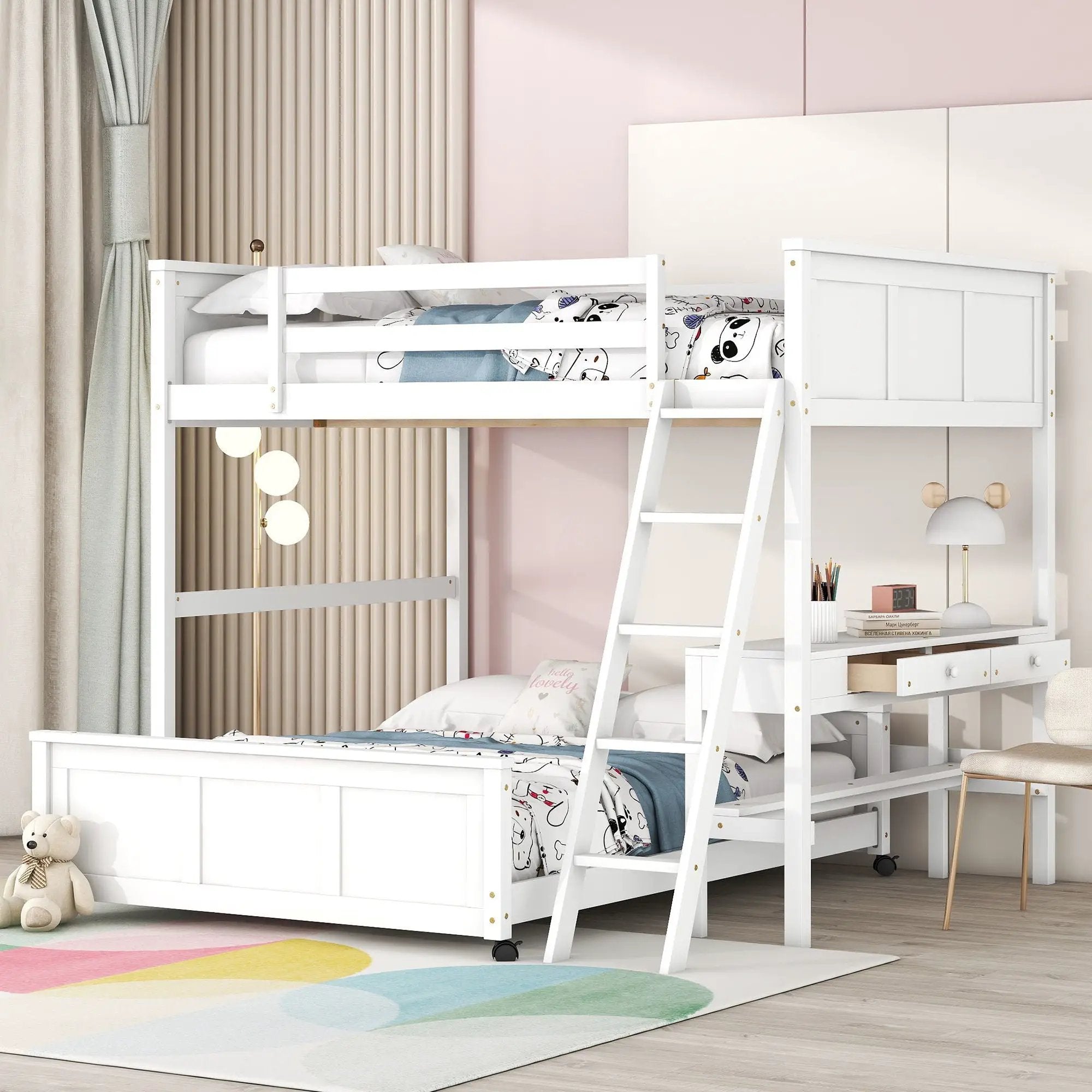 Full Over Full Bunk Bed With Desk