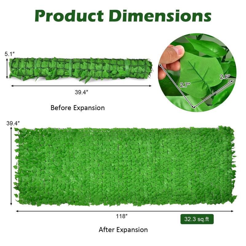 Artificial Ivy Privacy Fence 118 x 39 Inch Green Hedge Screen by DirectDeals