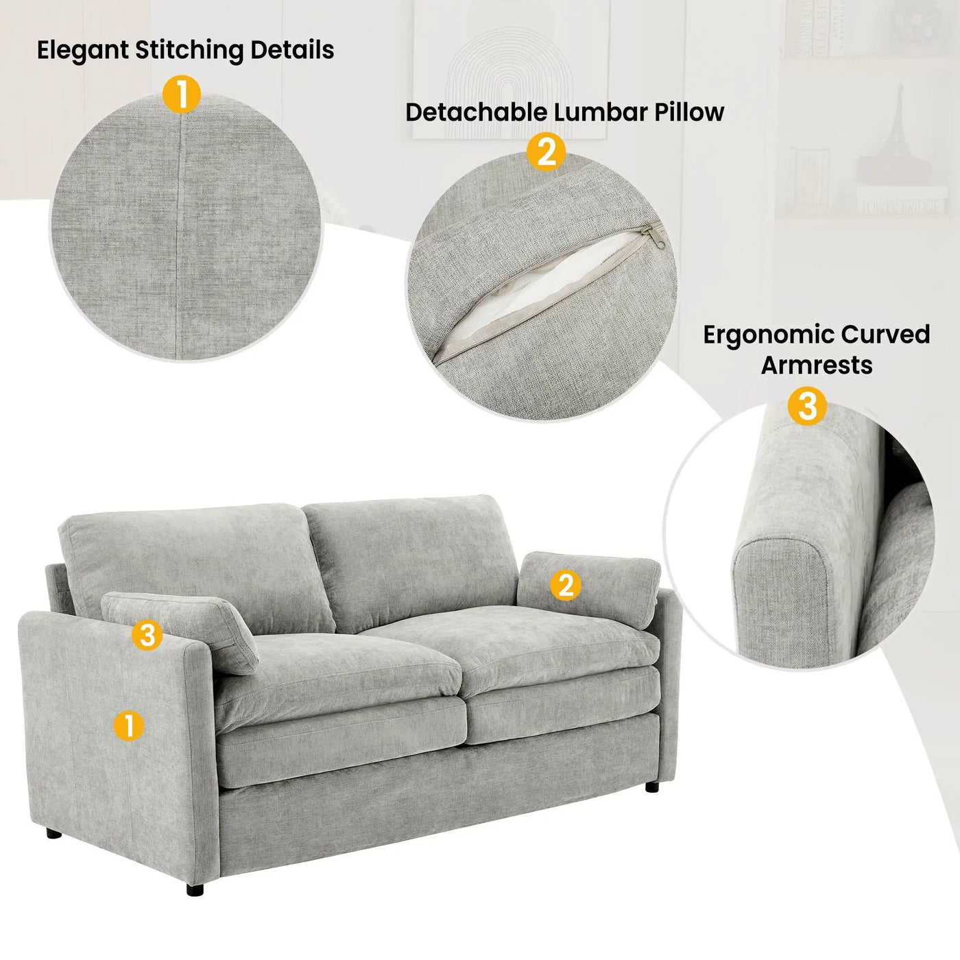 Cozy Upholstered Cushion Loveseat Sofa For Living Room by HouseOfZazla