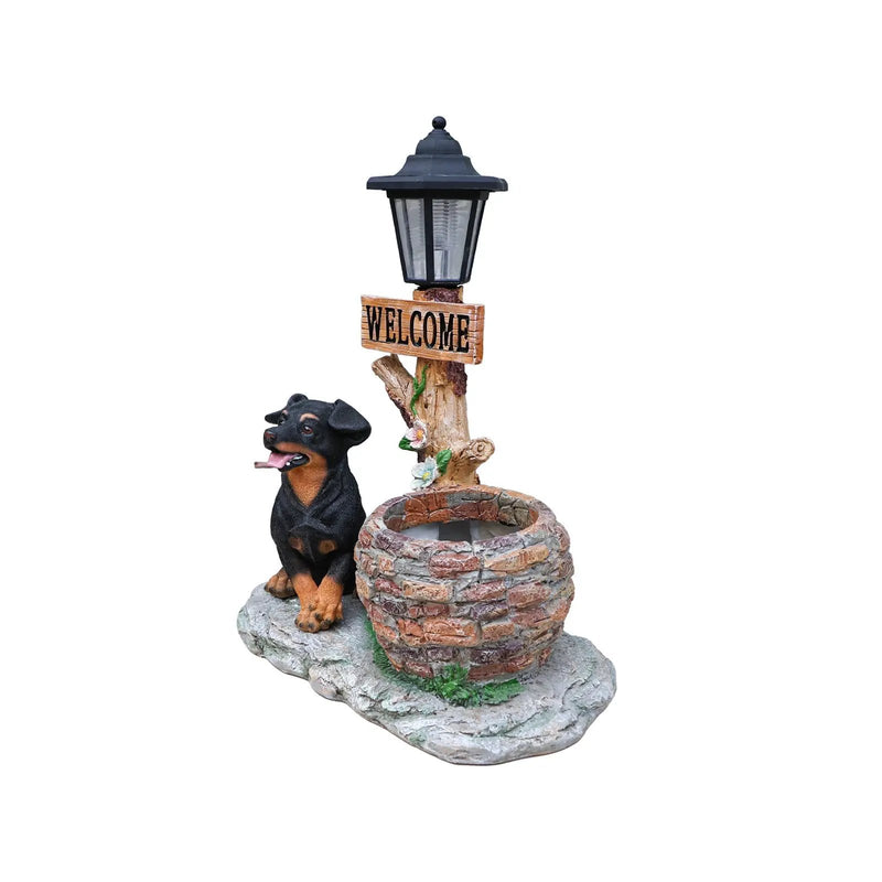 Puppy Dog Solar Planter Outdoor Statue by HouseOfZazla