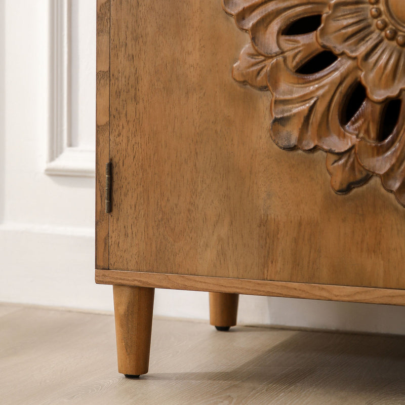 Rustic Hand-Carved Wooden 2-Door Cabinet, photo 8 of 10