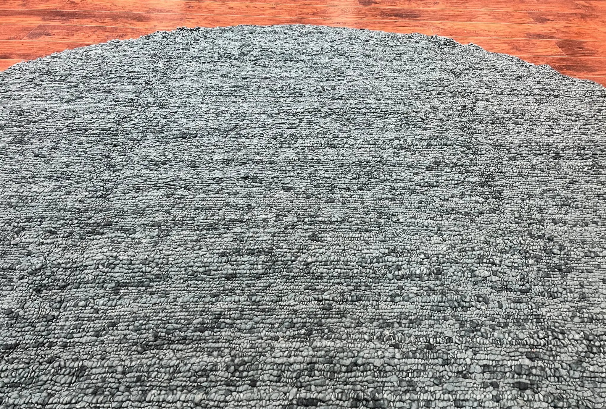 Large Round Indian Rug 11x11, Teal, Vintage Handmade Wool Carpet by Jewel Rugs