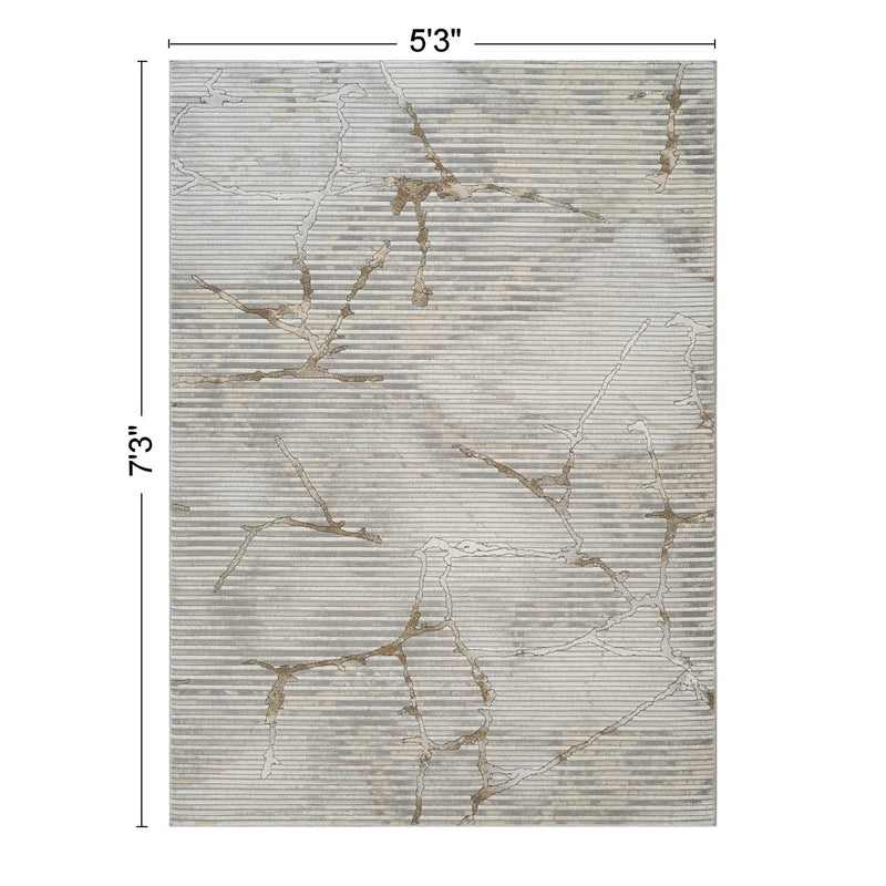 Geometrix - 5'3" X 7'3" Area Rug With Geometric, 3D Effect - Ivory / Gray by HouseOfZazla
