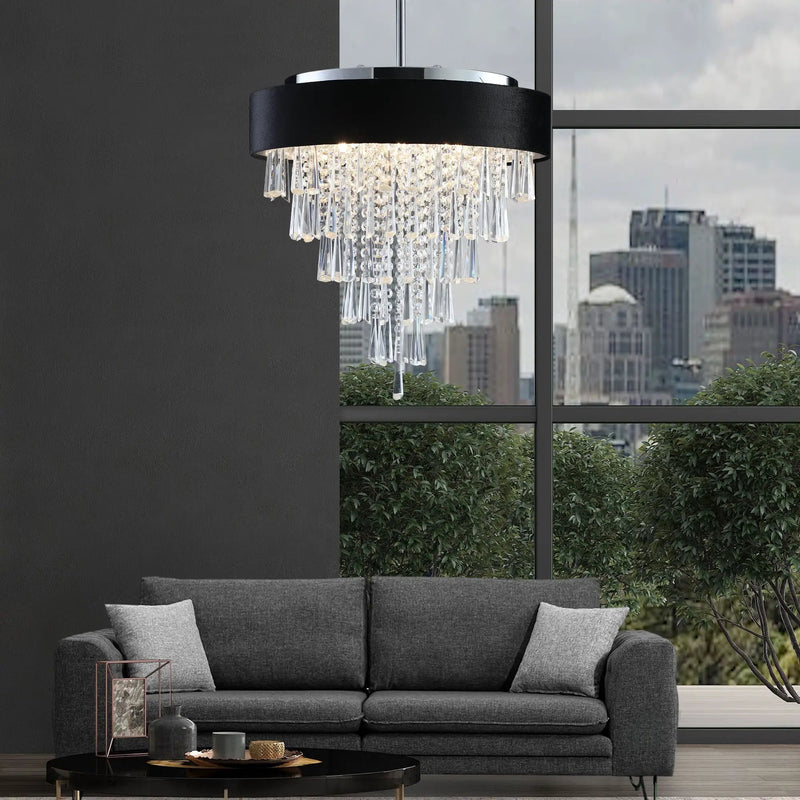 18-inch Modern Crystal Chandelier with Black Velvet Shade by HouseOfZazla