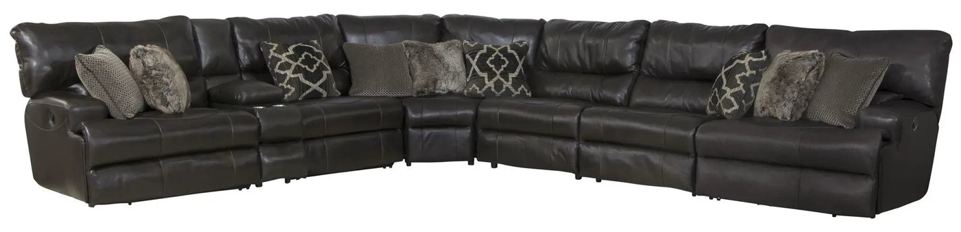 Como - 7 Piece Italian Leather Match Reclining Sectional by Unique Piece Furniture
