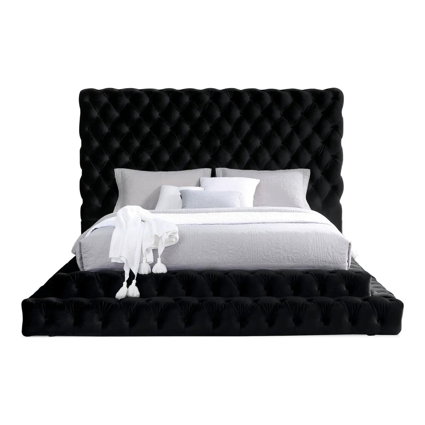 Tufted Oversized Headboard Platform Bed With Fully Upholstered Frame by Unique Piece Furniture