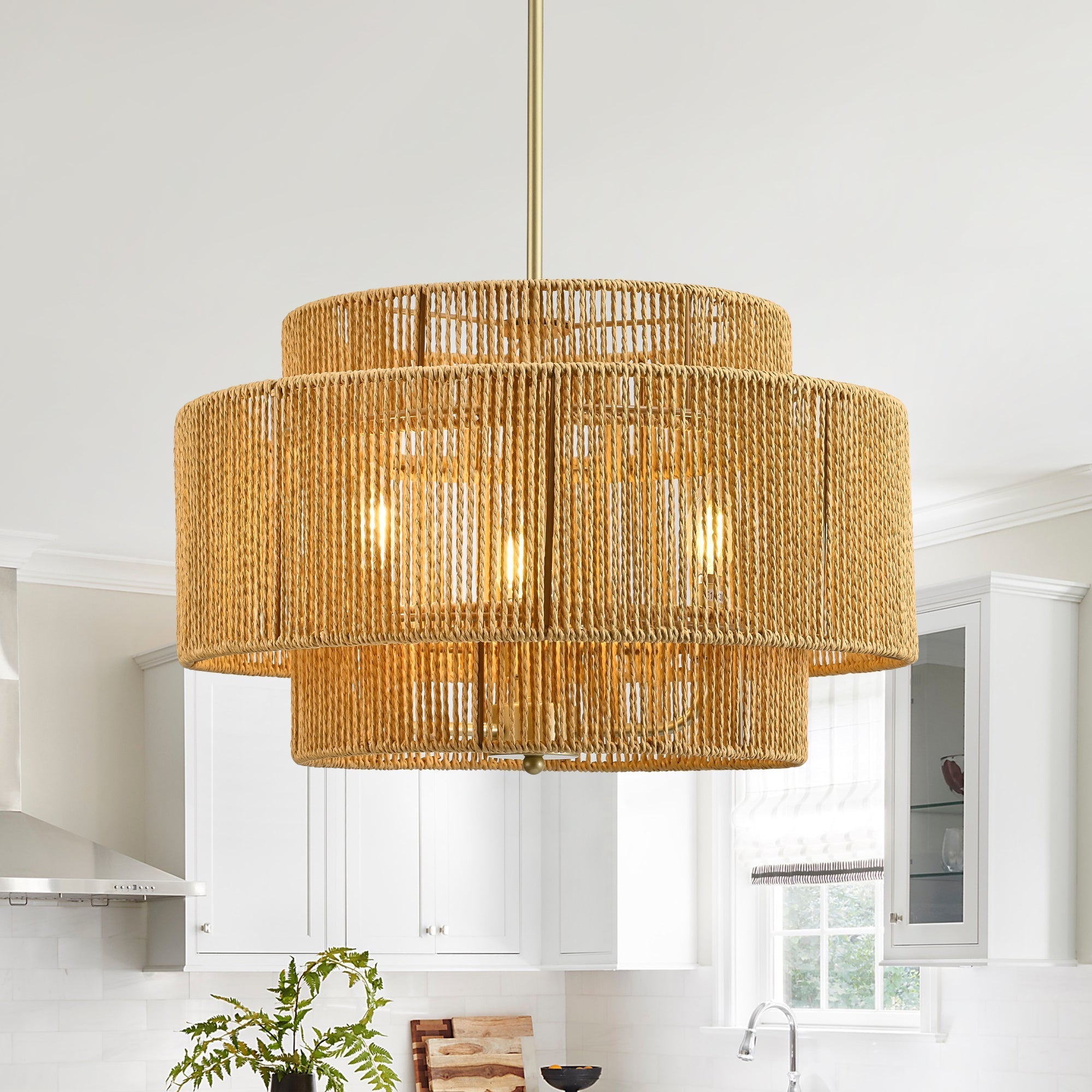 Boho Rattan 3-Light Chandelier by HouseOfZazla