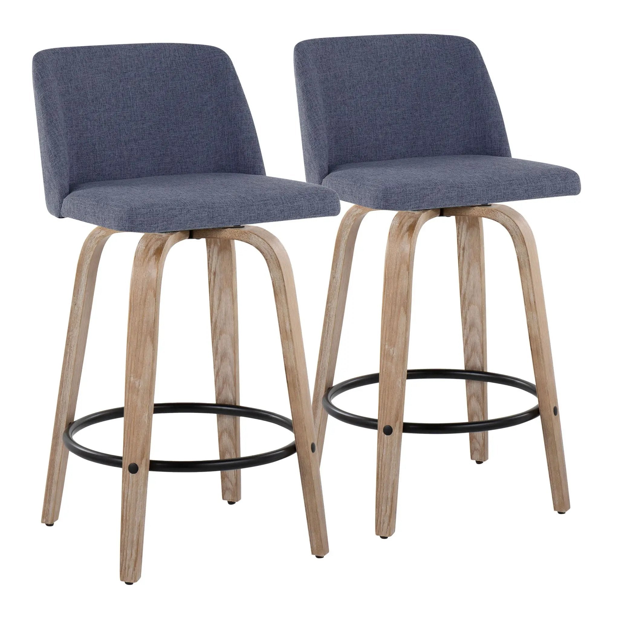 Toriano - Contemporary Fixed-Height Counter Stool & Swivel With Round Footrest (Set of 2) by Unique Piece Furniture