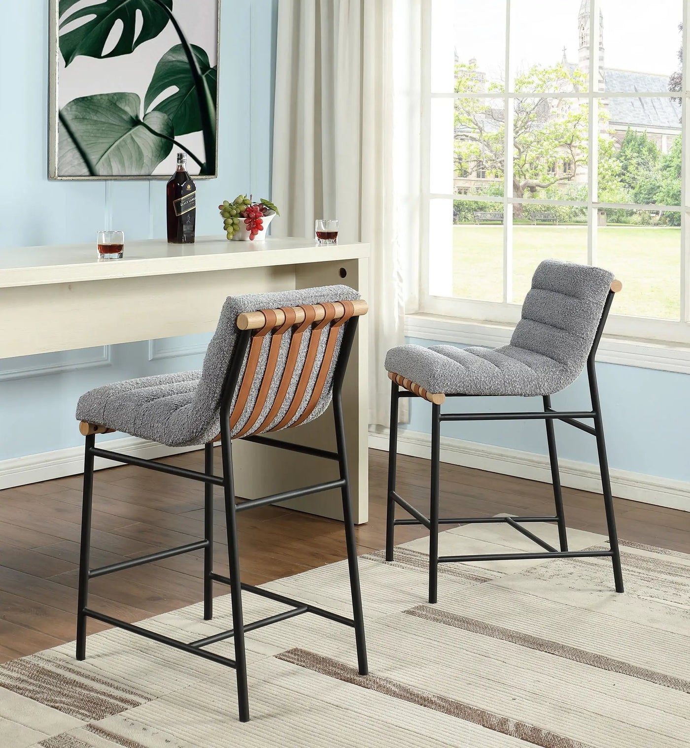 Lahni - 17" Boucle Fabric Counter Height Chair by HouseOfZazla