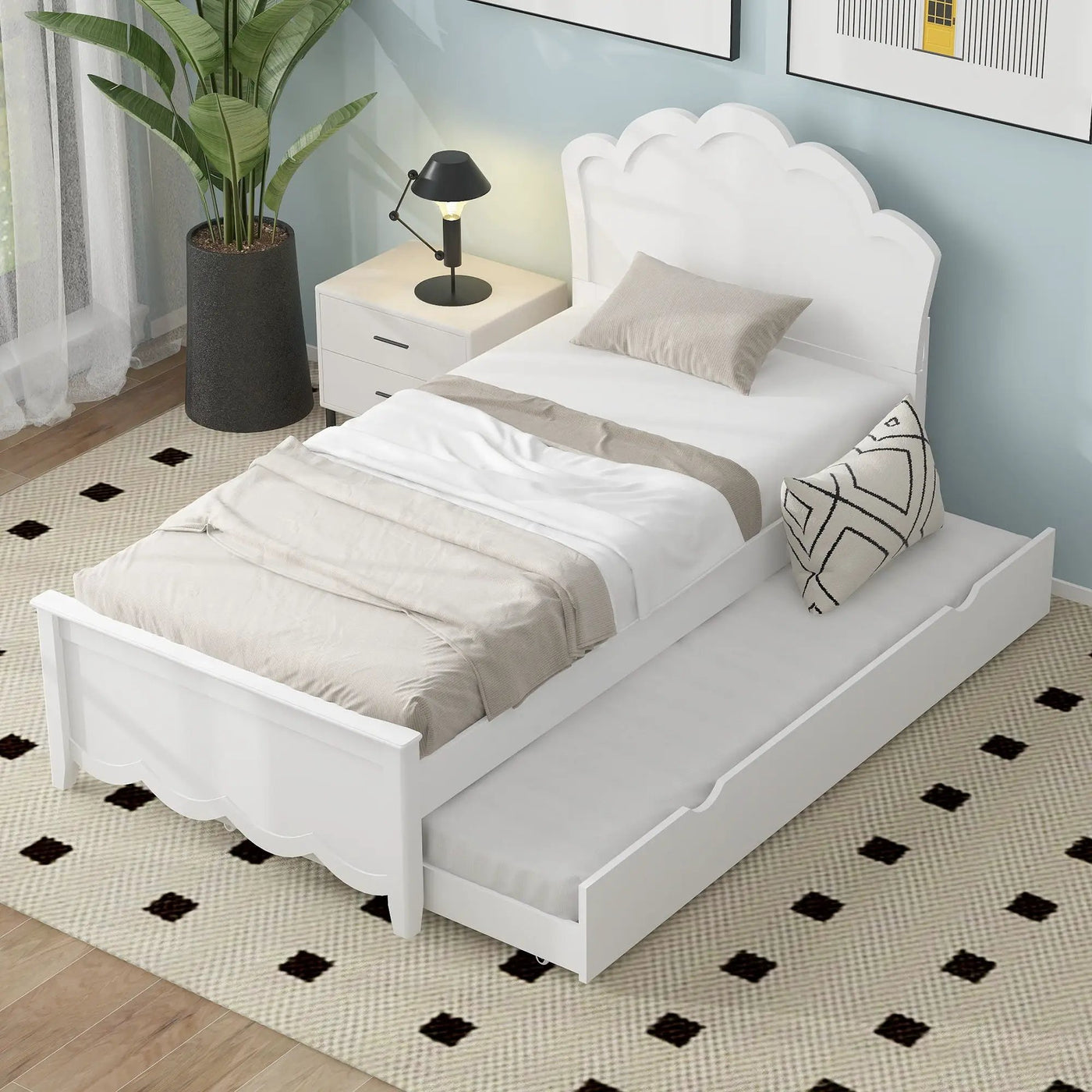 Platform Bed With Headboard And Trundle by HouseOfZazla