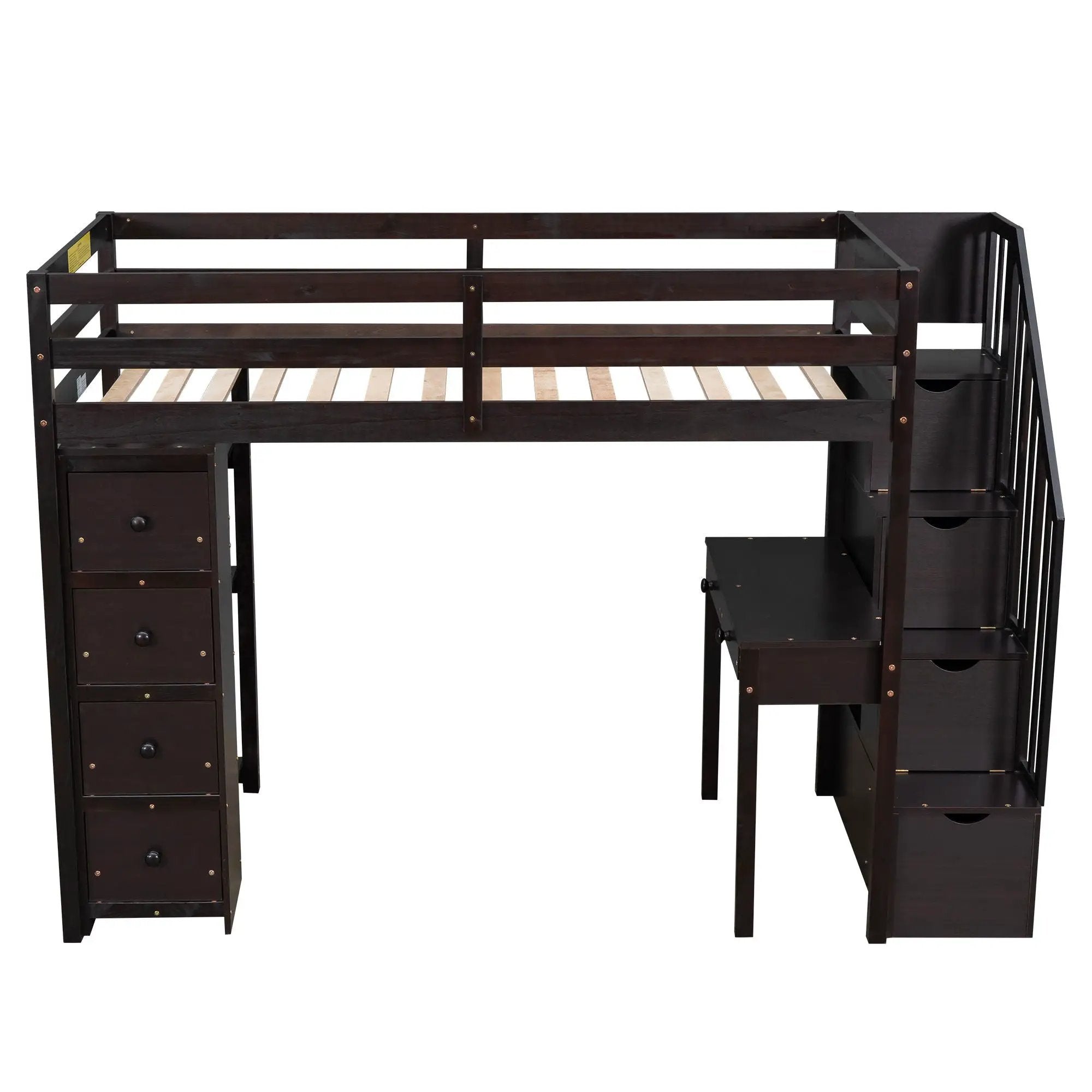 Loft Bed With Storage Drawers, Desk And Stairs With Shelves by HouseOfZazla
