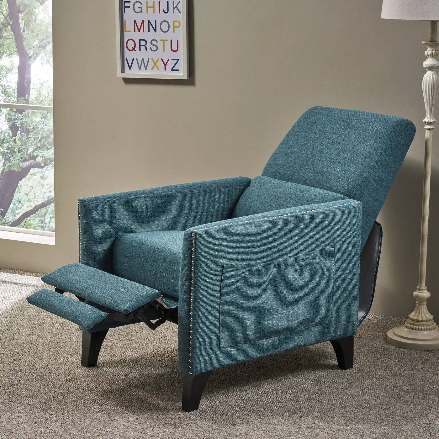 Kiersten Contemporary Fabric Pushback Recliner by HouseOfZazla