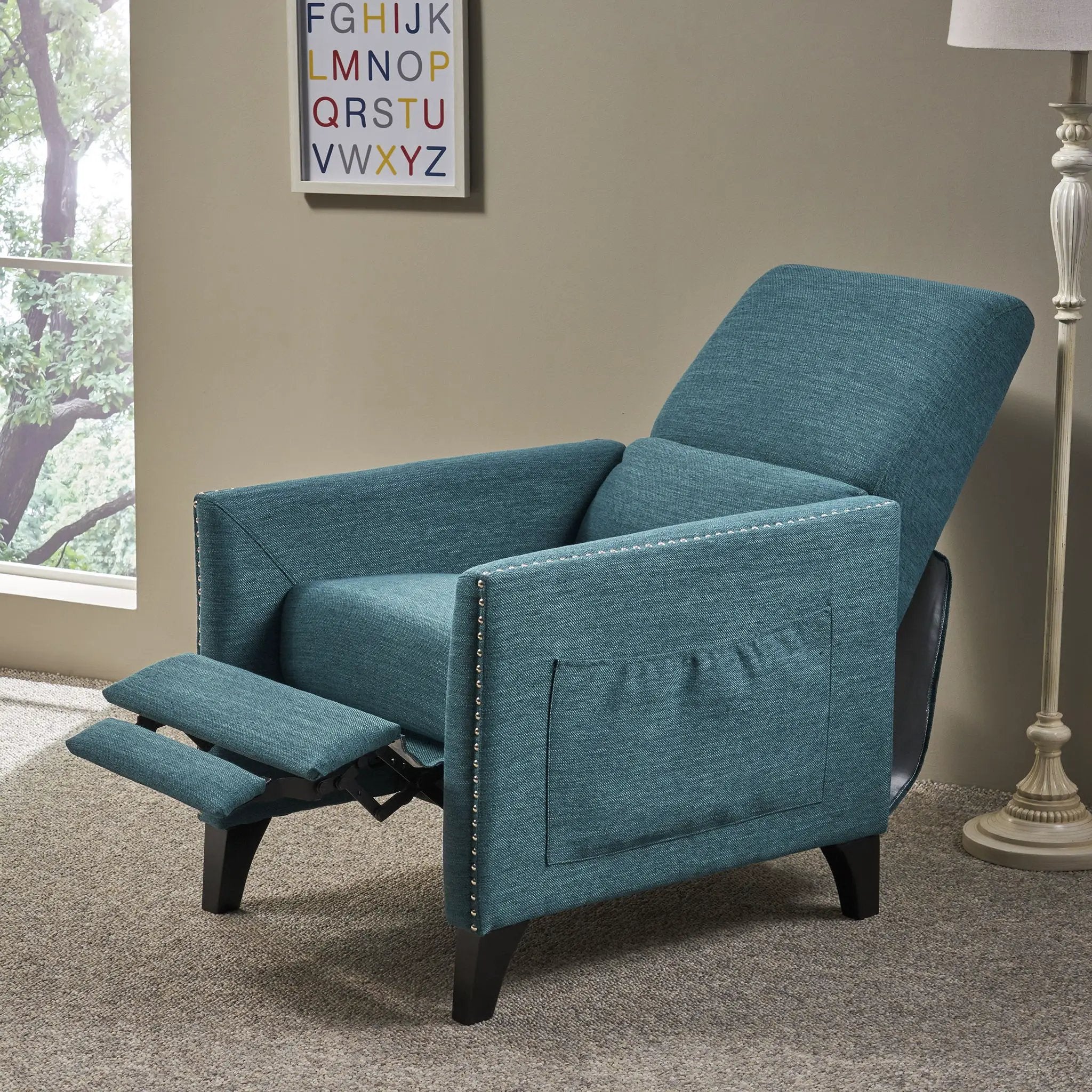 Kiersten Contemporary Fabric Pushback Recliner by HouseOfZazla