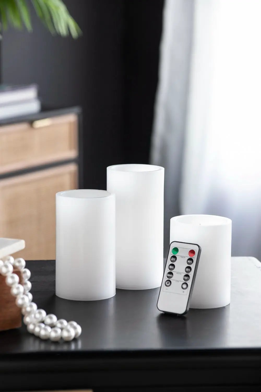 LED Candles With Remote Timer (Set of 3) - White by Unique Piece Furniture