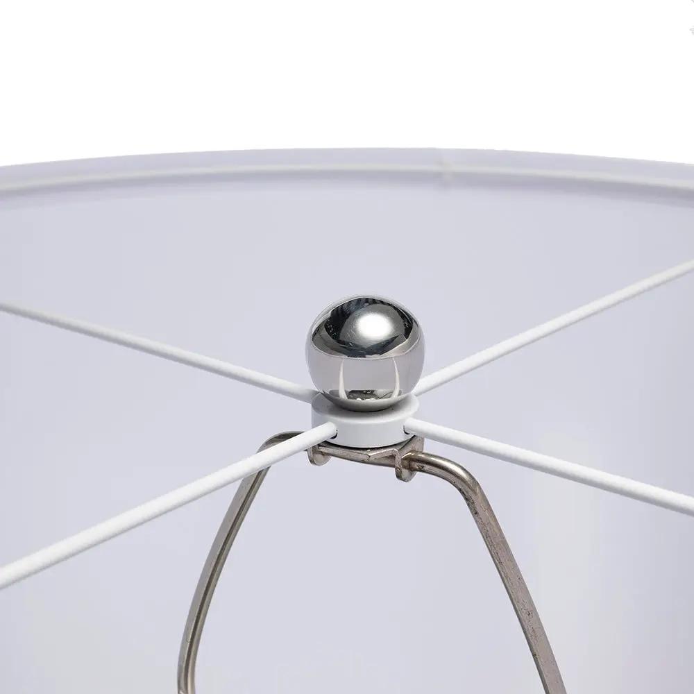 Silver Round Table Lamp with White Fabric Shade by HouseOfZazla