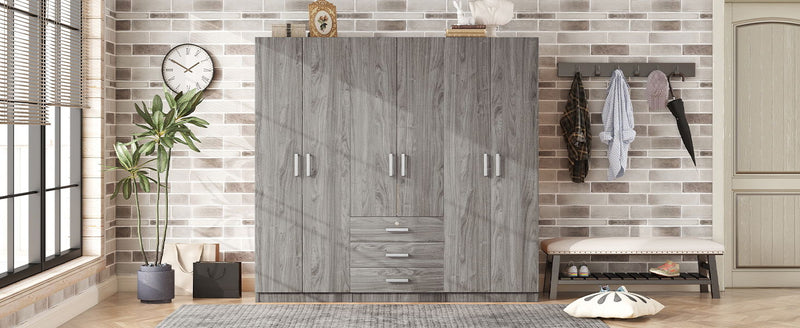 6 Doors Wardrobe Storage For Bedroom, With Big Drawers by HouseOfZazla
