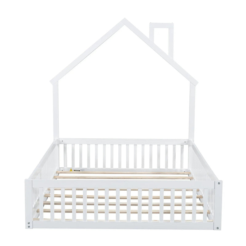 House Platform Bed With Guardrail by HouseOfZazla