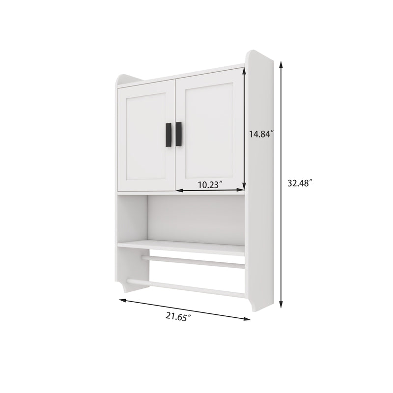 Bathroom Wall Cabinet with Doors, Adjustable Shelf, Towel Bar, and Paper Holder by HouseOfZazla