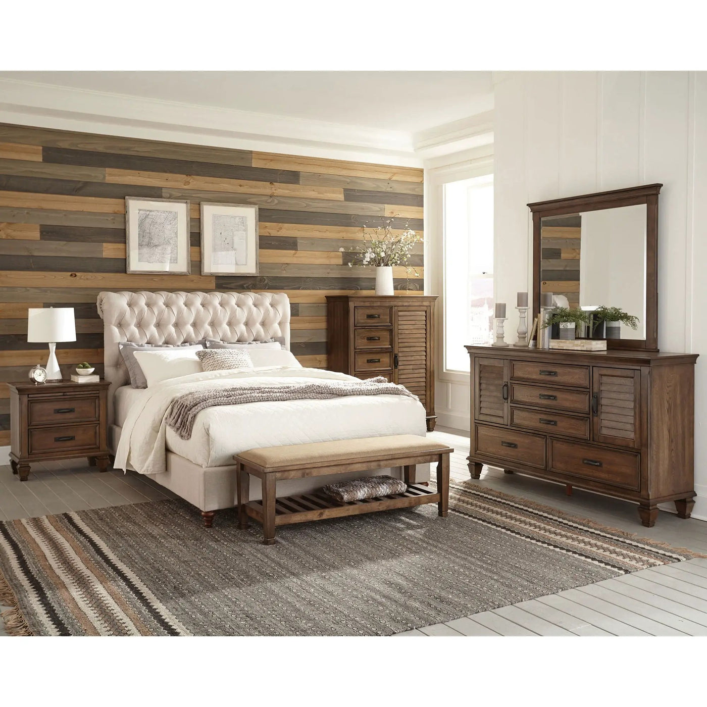 Clemence - Tufted Upholstered Bed With Rolled Back Design by HouseOfZazla