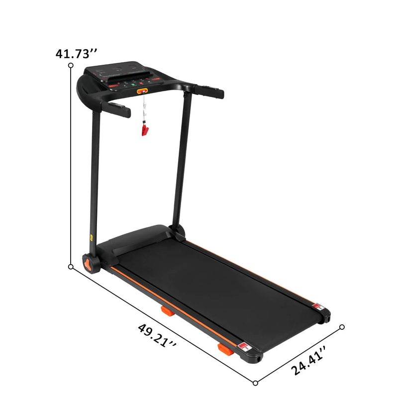 2.5Hp Quiet Folding Treadmill With Heart Rate Sensor, 300Lbs Weight Capacity, With USB Charge Station For Android & Bluetooth Speaker, 6 Shock Absorbing - Black by HouseOfZazla