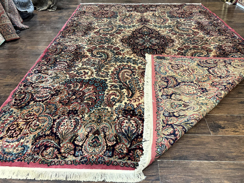 Antique Karastan Kirman Rug 8.8 x 12, Imperial Karastan #1427, Ivory Kirman by Jewel Rugs